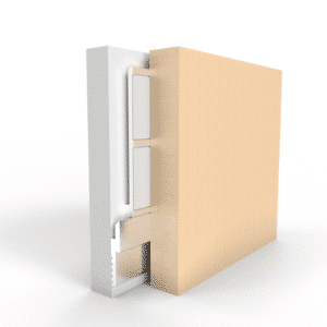 Adhesive-Backed Z Clips, Peel and Stick Application, MFTAPE - Isometric View with Panel